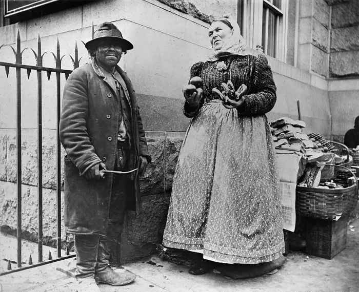 Framed Print : New York City, street types of New York City, pretzel vendor, photograph by Elizabeth Alice Aesten, 1896 Framed Print : New York City, street types of New York City, pretzel vendor, photograph by Elizabeth Alice Aesten, 1896