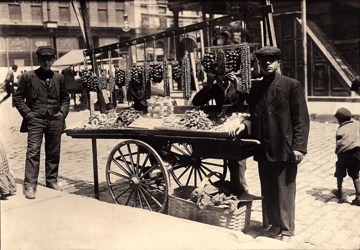 Framed Print : New York City, Street vender, Italian feast, New York, photograph, 1908