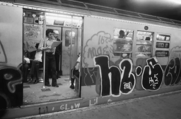 Framed Print : New York City Subway. Graffiti on a subway car on the Lexington Avenue Line in New York City