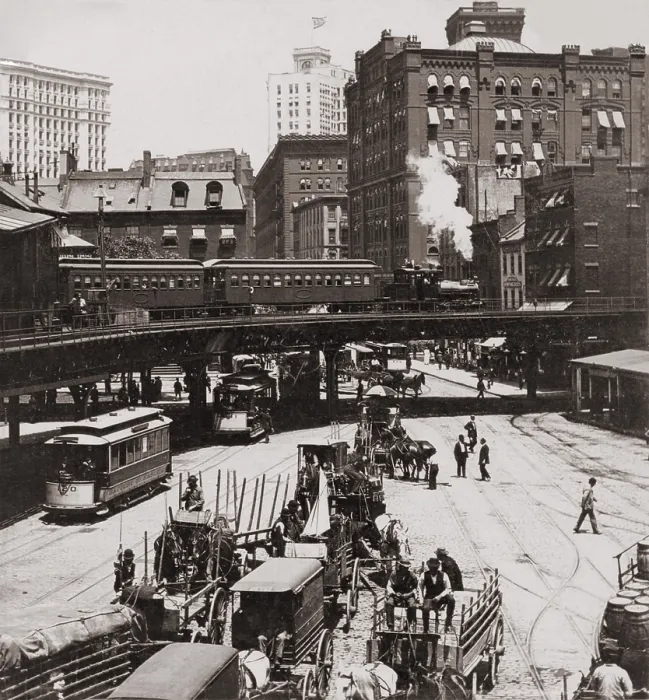 Framed Print : New York City's Elevated Railroad at Manhattan's South Ferry in 1899 Framed Print : New York City's Elevated Railroad at Manhattan's South Ferry in 1899