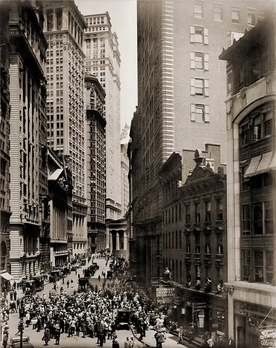 Framed Print : New York Curb Exchange in 1916. In 1921 the outdoor market moved into new home, the American Stock Exchange at 86 Trinity Place, Manhattan