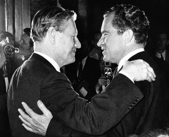 Framed Print : New York Governor Nelson Rockefeller and Former Vice President Richard Nixon face-off. After George Romney's withdrawal on Feb Framed Print : New York Governor Nelson Rockefeller and Former Vice President Richard Nixon face-off. After George Romney's withdrawal on Feb