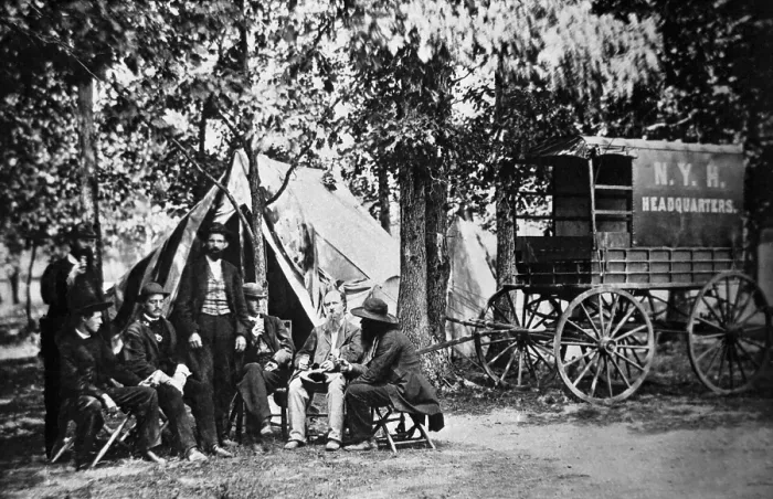 Framed Print : New York Herald, headquarters in the field near the Army of the Potomac, at Bealeton, Virginia, in August 1863