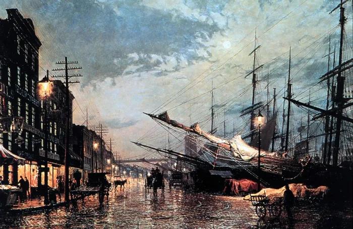 Framed Print : New York seaport, 1884
