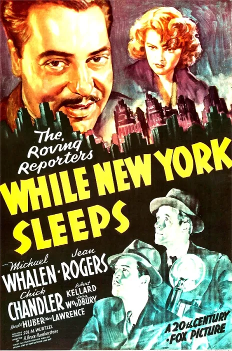 Framed Print : WHILE NEW YORK SLEEPS, US poster, top from left: Michael Whalen, Jean Rogers, bottom right: Chick Chandler, 1938. TM and copyright 20th Century Fox Film Corp Framed Print : WHILE NEW YORK SLEEPS, US poster, top from left: Michael Whalen, Jean Rogers, bottom right: Chick Chandler, 1938. TM and copyright 20th Century Fox Film Corp