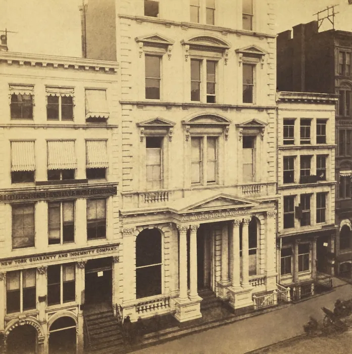 Framed Print : New York Stock Exchange, Broad St. New York City in 1862. Photo by Edward and Henry T. Anthony & Co (BSLOC_2019_2_192)