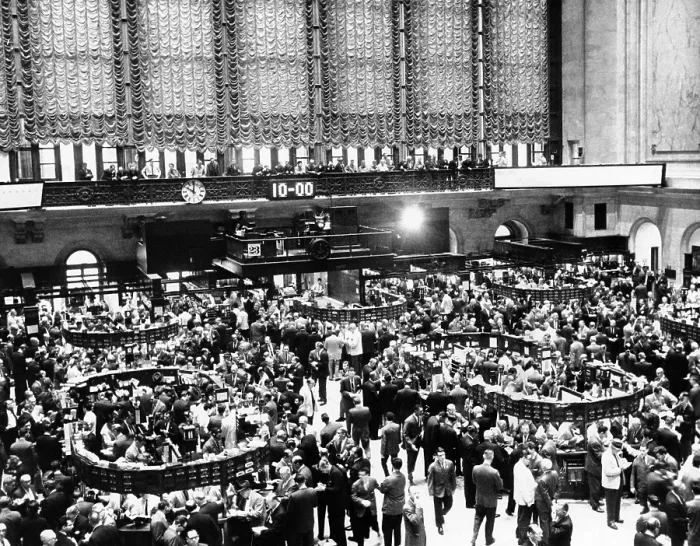 Framed Print : New York Stock Exchange during heavy trading on Oct. 23, 1962. The previous day President John Kennedy announced the presence of offensive missile sites in Cuba