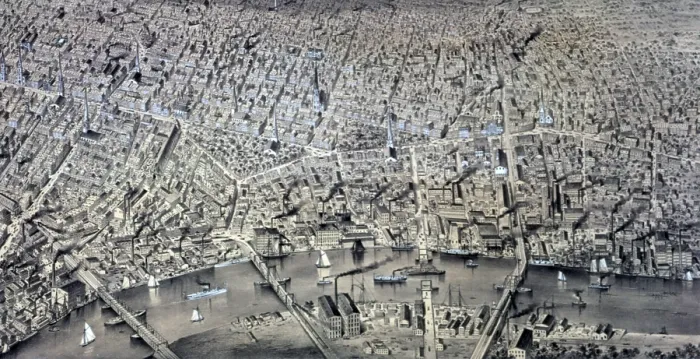Framed Print : Newark, New Jersey. Aerial view, 1874