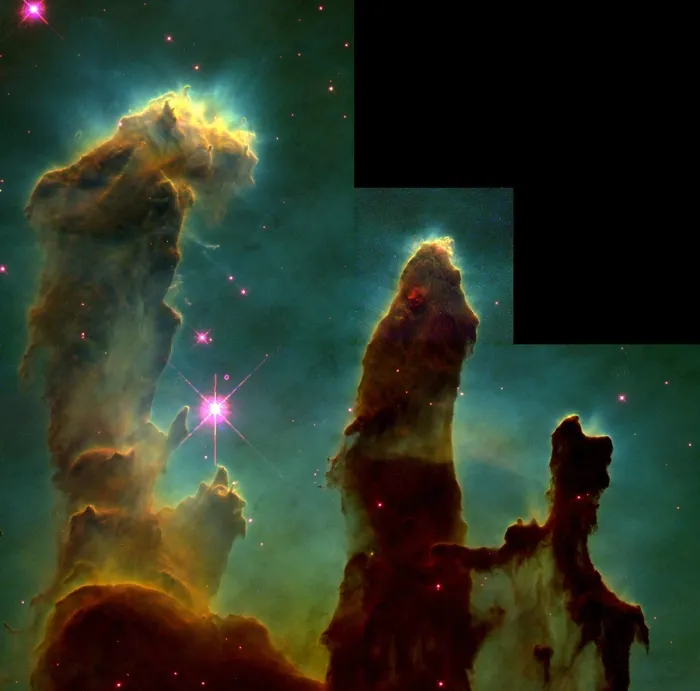 Framed Print : Newborn stars emerging pockets of interstellar gas in the Eagle Nebula Framed Print : Newborn stars emerging pockets of interstellar gas in the Eagle Nebula