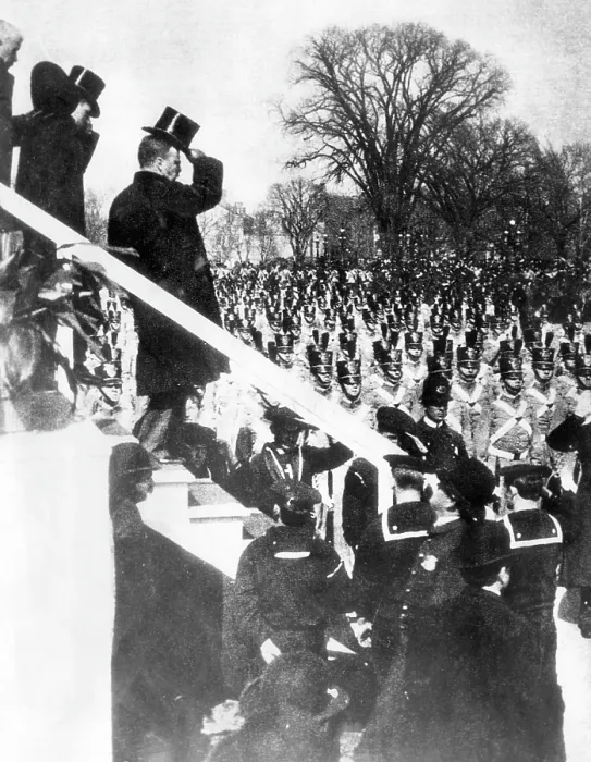 Framed Print : Newly inaugurated President of the U.S. Theodore Roosevelt reviewing the West Point Cadets, 1905.. Courtesy: CSU Archives  /  Everett Collection