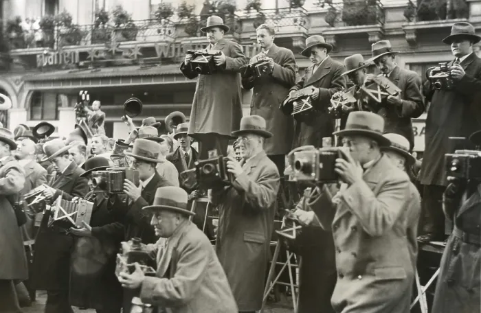 Framed Print : News photographers in Berlin, Germany, 1930s. (BSLOC_2013_8_237)