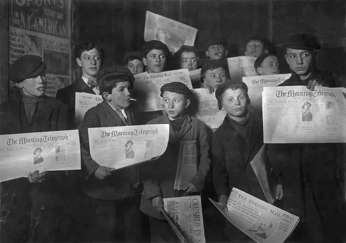 Framed Print : Newsboys, from caption: 2 A.M. Papers just out. Boys starting out on morning round. Ages 13 years and upward Framed Print : Newsboys, from caption: 2 A.M. Papers just out. Boys starting out on morning round. Ages 13 years and upward