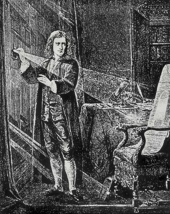 Framed Print : Newton, Sir Isaac (1642-1727). Newton analyzing a light beam. Engraving. FRANCE. Paris. National Library. AISA / Everett Collection**US SALES ONLY** Framed Print : Newton, Sir Isaac (1642-1727). Newton analyzing a light beam. Engraving. FRANCE. Paris. National Library. AISA / Everett Collection**US SALES ONLY**