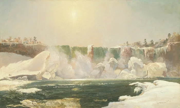 Framed Print : Niagara Falls in Winter, 1868, by Jasper Francis Cropsey, 1823-1900, American painting, oil on canvas