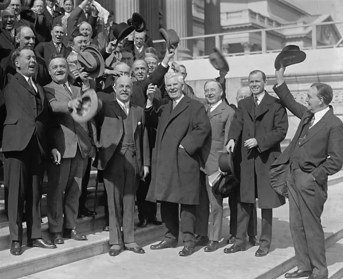 Framed Print : Nicholas Longworth (1869-1931), is cheered by his fellow Republican Representatives after he was elected to be Speaker of House. Feb. 28, 1925