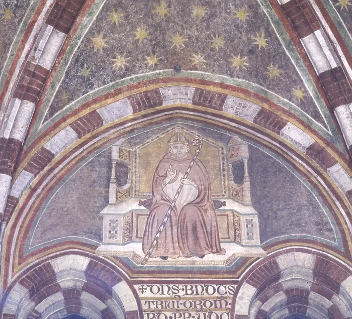 Framed Print : Nicol Boccasini as Pope Benedict the 11th, by Unknwon Artist from Treviso, 1314, 14th Century, fresco - Italy, Veneto, Treviso, Church of Saint Nicol. Detail Framed Print : Nicol Boccasini as Pope Benedict the 11th, by Unknwon Artist from Treviso, 1314, 14th Century, fresco - Italy, Veneto, Treviso, Church of Saint Nicol. Detail