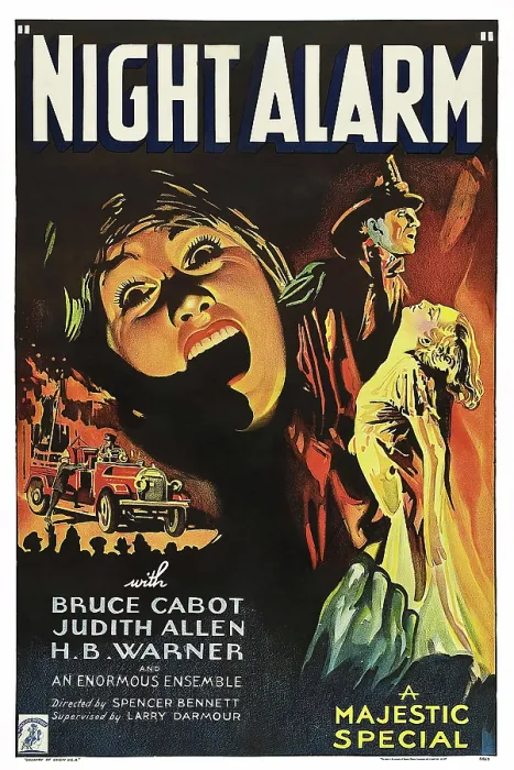 Framed Print : NIGHT ALARM, US poster, center screaming: Judith Allen, 1934