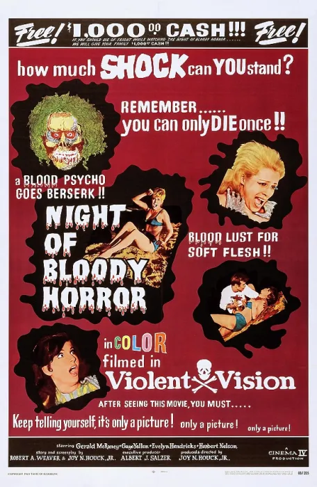 Framed Print : NIGHT OF BLOODY HORROR, Gerald McRaney, Gaye Yellen, Evelyn Hendricks, 1969