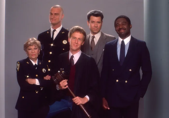 Framed Print : NIGHT COURT, Selma Diamond, Richard Moll, Harry Anderson, John Larroquette, Charles Robinson, 1984-92