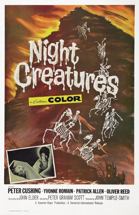 Framed Print : NIGHT CREATURES, (aka CAPTAIN CLEGG), US poster art, bottom left inset, right: Yvonne Romain, 1962 Framed Print : NIGHT CREATURES, (aka CAPTAIN CLEGG), US poster art, bottom left inset, right: Yvonne Romain, 1962
