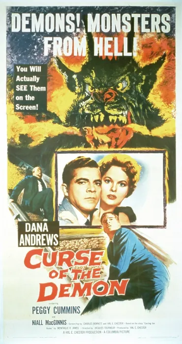 Framed Print : NIGHT OF THE DEMON, (aka CURSE OF THE DEMON), Dana Andrews, Peggy Cummins, 1957
