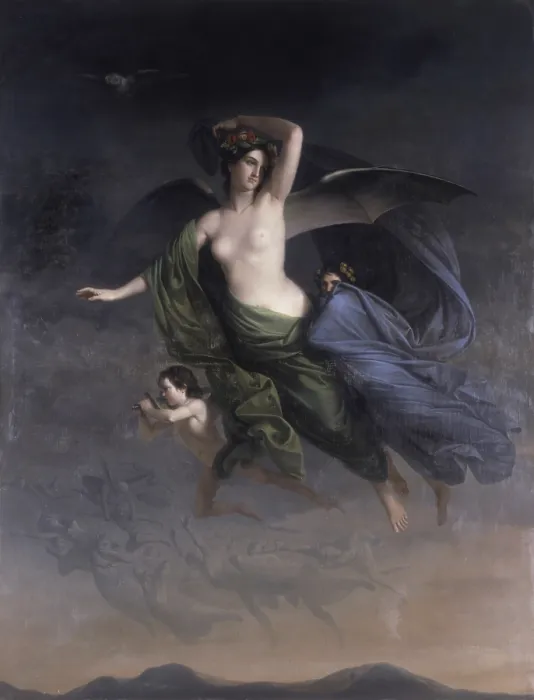 Framed Print : The Night, by Giovanni Busato, 1843, 19th Century, canvas - Italy, Veneto, Bassano del Grappa, Villa Rezzonico-Borella. Whole artwork view