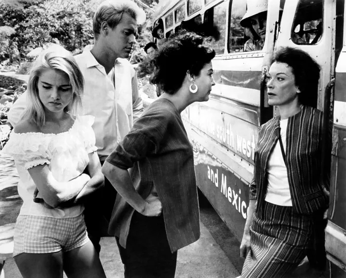 Framed Print : THE NIGHT OF THE IGUANA, Sue Lyon, Ava Gardner, James Ward, Grayson Hall, 1964