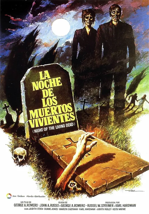 Framed Print : NIGHT OF THE LIVING DEAD, (aka LA NOCHE DE LOS MUERTOS VIVIENTES), Spanish poster art, 1968