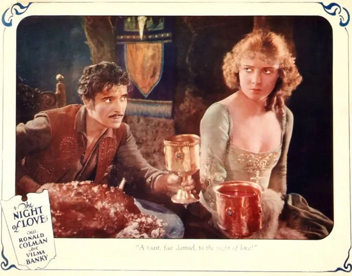 Framed Print : THE NIGHT OF LOVE, l-r: Ronald Colman, Vilma Banky on lobbycard, 1927 Framed Print : THE NIGHT OF LOVE, l-r: Ronald Colman, Vilma Banky on lobbycard, 1927