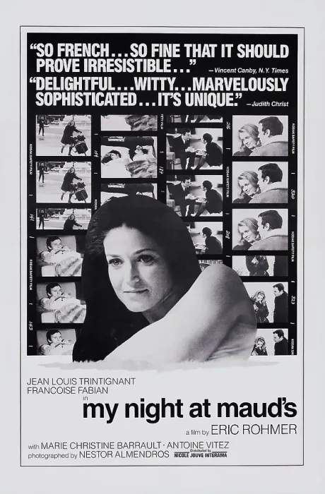 Framed Print : MY NIGHT AT MAUD'S, (aka MA NUIT CHEZ MAUD), US poster, Francoise Fabian, 1969 Framed Print : MY NIGHT AT MAUD'S, (aka MA NUIT CHEZ MAUD), US poster, Francoise Fabian, 1969