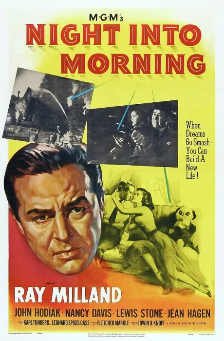 Framed Print : NIGHT INTO MORNING, US poster, bottom from left: Ray Milland (twice), Jean Hagen, 1951
