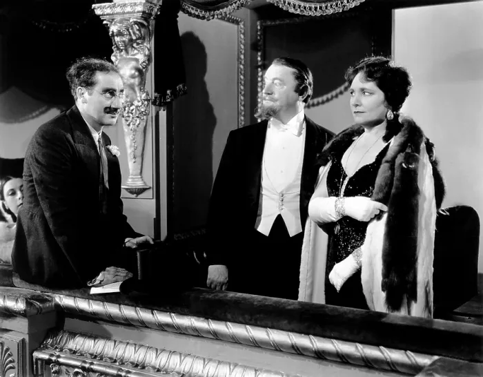 Framed Print : A NIGHT AT THE OPERA, from left: Groucho Marx, Sig Ruman, Margaret Dumont, 1935