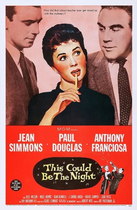 Framed Print : THIS COULD BE THE NIGHT, US poster art, top from left: Anthony Franciosa, Jean Simmons, Paul Douglas; bottom right: Julie Wilson, Ray Anthony, 1957