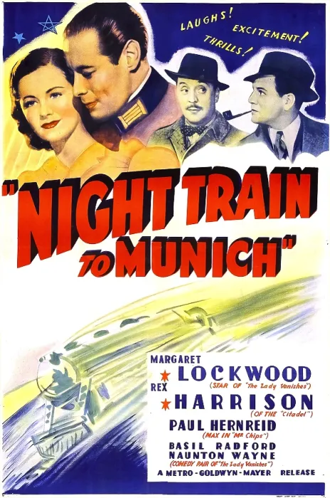 Framed Print : NIGHT TRAIN TO MUNICH, US poster, top left from left: Margaret Lockwood, Rex Harrison, Basil Radford, Naunton Wayne, 1940. TM & Copyright 20th Century-Fox Film Corp Framed Print : NIGHT TRAIN TO MUNICH, US poster, top left from left: Margaret Lockwood, Rex Harrison, Basil Radford, Naunton Wayne, 1940. TM & Copyright 20th Century-Fox Film Corp