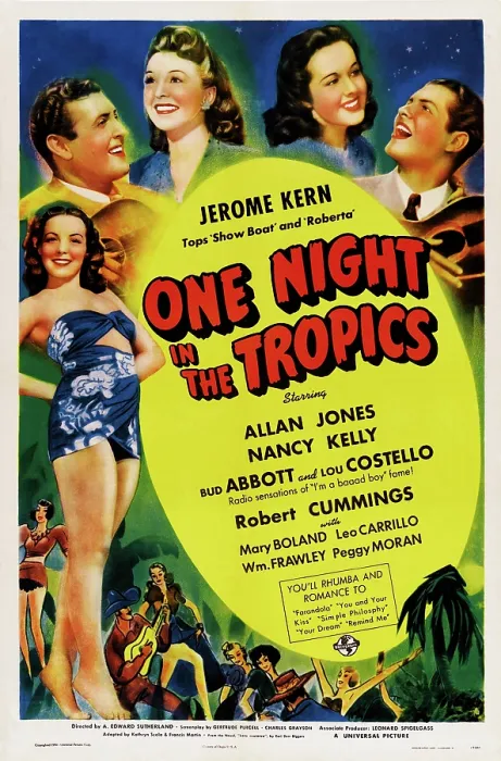 Framed Print : ONE NIGHT IN THE TROPICS, US poster art, top from left: Allan Jones, Nancy Kelly, 1940 Framed Print : ONE NIGHT IN THE TROPICS, US poster art, top from left: Allan Jones, Nancy Kelly, 1940
