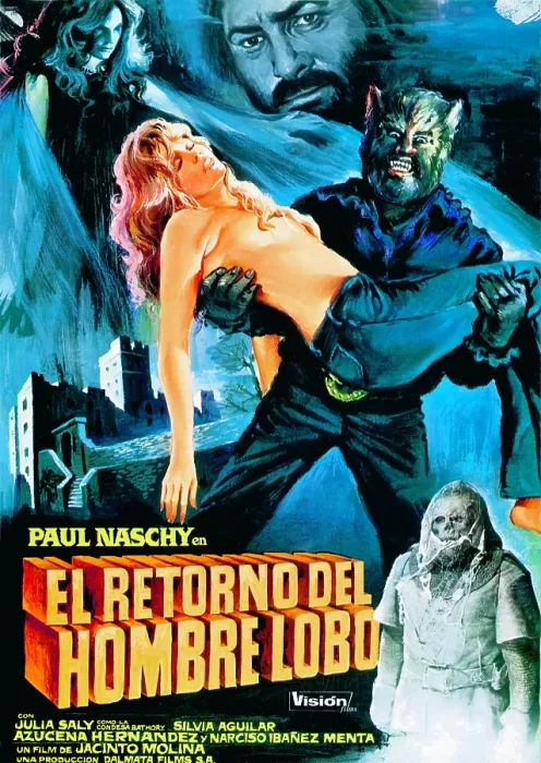Framed Print : NIGHT OF THE WEREWOLF, (aka RETURN OF THE WOLFMAN, aka EL RETORNO DEL HOMBRE-LOBO, aka THE CRAVING), Paul Naschy (top right, and as werewolf), 1981 Framed Print : NIGHT OF THE WEREWOLF, (aka RETURN OF THE WOLFMAN, aka EL RETORNO DEL HOMBRE-LOBO, aka THE CRAVING), Paul Naschy (top right, and as werewolf), 1981