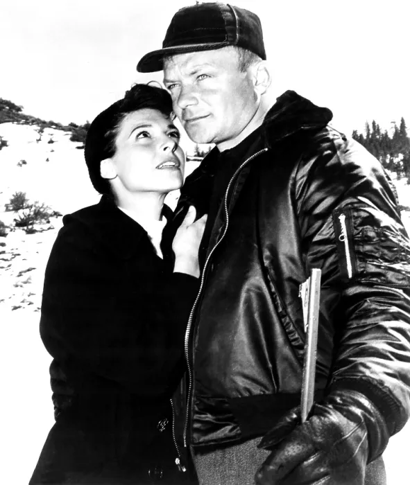 Framed Print : NIGHTFALL, from left, Anne Bancroft, Aldo Ray, 1957