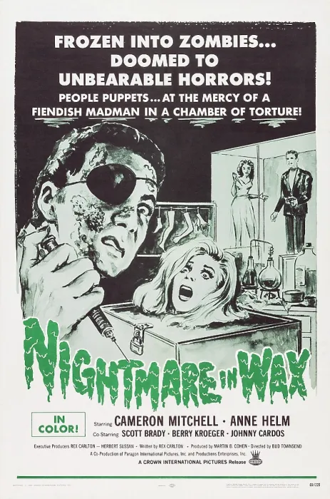 Framed Print : NIGHTMARE IN WAX, US poster art, Cameron Mitchell, left, 1969