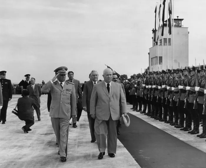 Framed Print : Nikita Khrushchev walks with Josip Tito, Yugoslav Communist leader in Belgrade, June 1955 Framed Print : Nikita Khrushchev walks with Josip Tito, Yugoslav Communist leader in Belgrade, June 1955