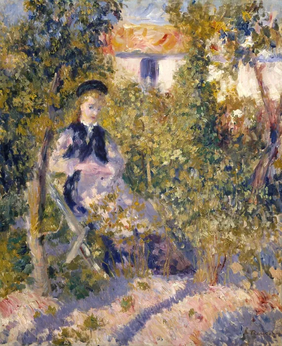 Framed Print : Nini in the Garden, by Auguste Renoir, 1876, French impressionist painting, oil on canvas