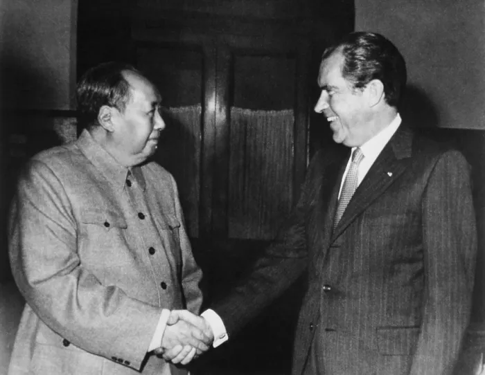 Framed Print : Nixon in China. President Nixon meets with China's Communist Party Leader Mao Tse- Tung. Feb. 21 1972 Framed Print : Nixon in China. President Nixon meets with China's Communist Party Leader Mao Tse- Tung. Feb. 21 1972