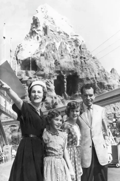 Framed Print : The Nixon family on vacation: Pat Nixon, Julie Nixon, Tricia Nixon, and Vice President Richard Nixon, Disneyland, California, June 14, 1959