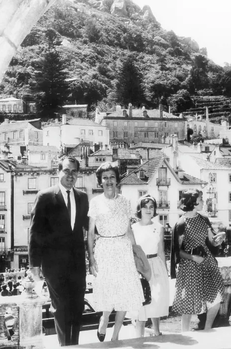 Framed Print : The Nixon family vacationing in Europe: former Vice President Richard Nixon, Pat Nixon, Tricia Nixon, Julie Nixon, Sintra, Portugal, June 19, 1963