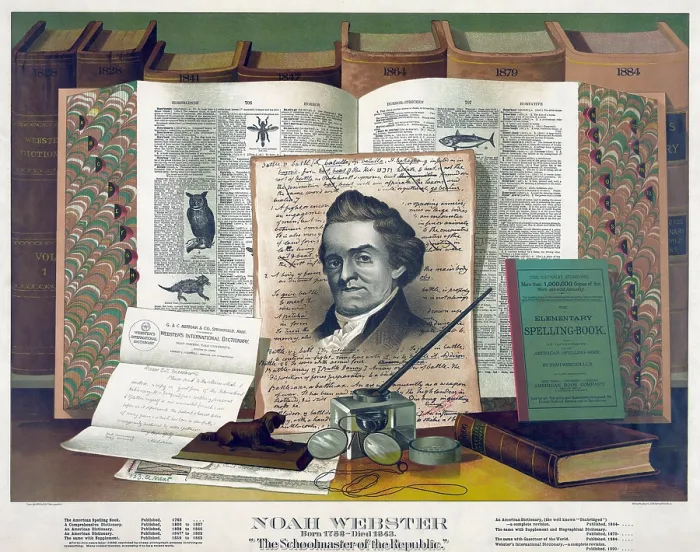 Framed Print : Noah Webster (1758-1843) created an 1828 dictionary with spelling conventions that differentiated America English from that of the British Isles Framed Print : Noah Webster (1758-1843) created an 1828 dictionary with spelling conventions that differentiated America English from that of the British Isles