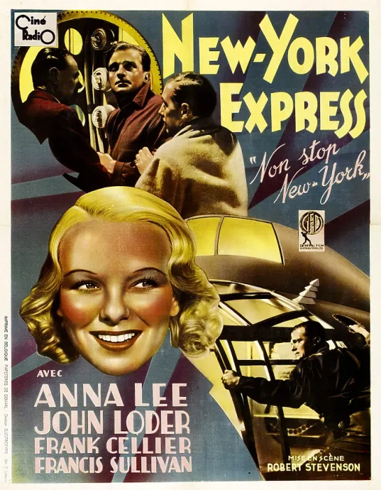 Framed Print : NON-STOP NEW YORK, (aka NEW YORK EXPRESS), French poster art, John Loder (second left, top), Anna Lee, 1937