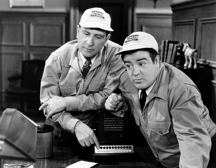 Framed Print : THE NOOSE HANGS HIGH, from left: Bud Abbott, Lou Costello, 1948