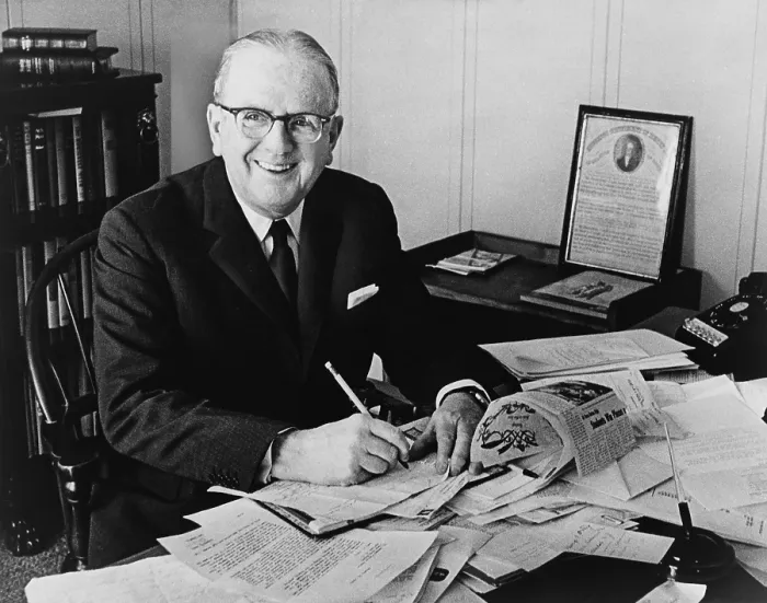 Framed Print : Norman Vincent Peale was an American cleric and author of the class self-help book, The Power of Positive Thinking
