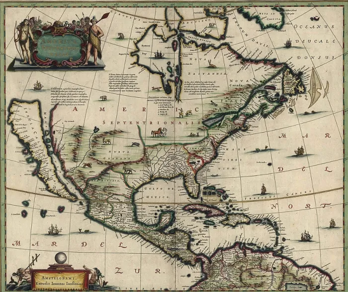 Framed Print : North American map created in 1652 showing California as an island