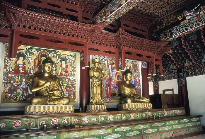 Framed Print : NORTH KOREA. NORTH PYONGAN. Myohyang. Pohyon Temple (1042). Images of Buddha. AISA / Everett Collection**US SALES ONLY**