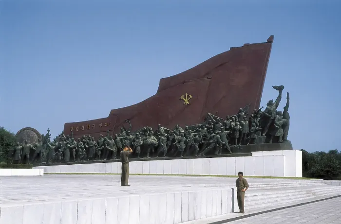 Framed Print : NORTH KOREA. SOUTH PYONGYANG. Pyongyang. Mansudae Monument (1972), depicting scenes of the Korean Revolution. AISA / Everett Collection**US SALES ONLY**